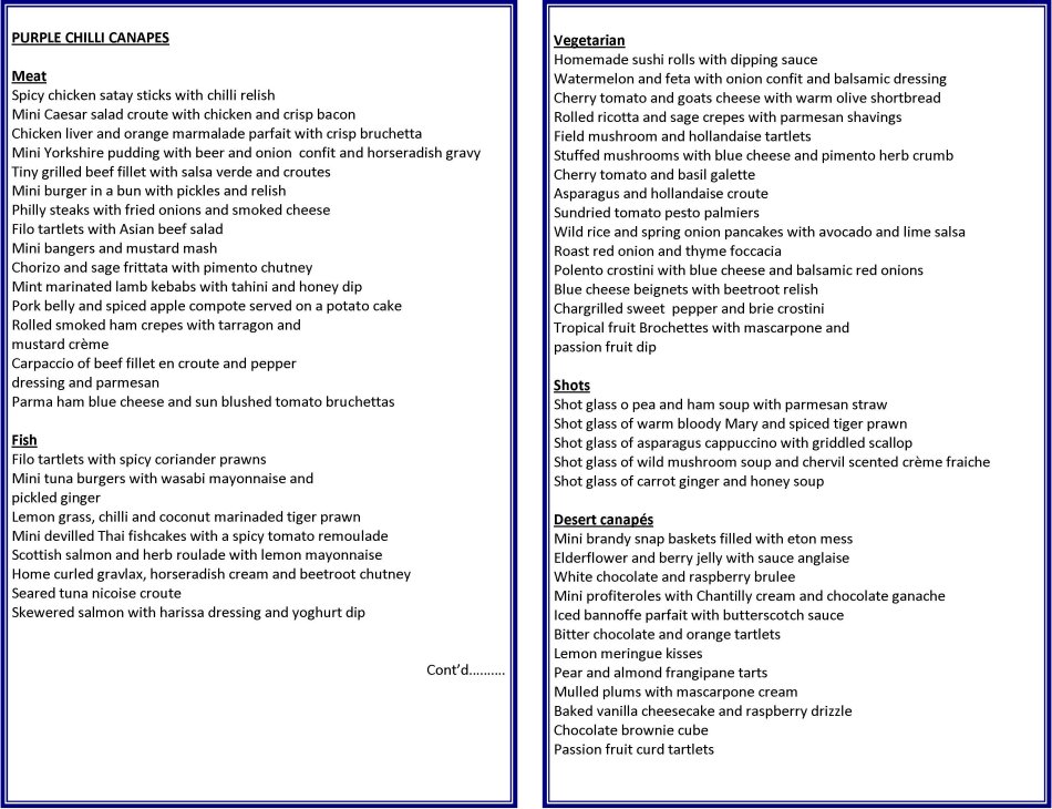 Carvery Sample Menus from Inside Outside Catering Co (York) Ltd